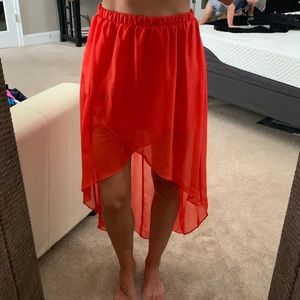 NWOT Orange asymmetrical skirt